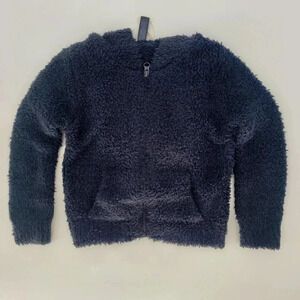 NWT Skims fuzzy Kids Cozy Full Zip Hoodie Jacket in Onyx Unisex Kids Sz 2T/3T